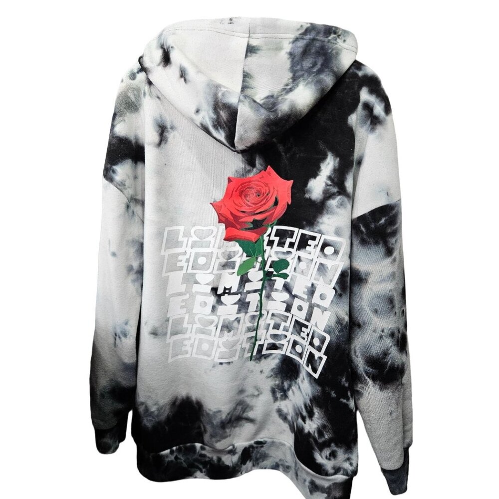 Tie Dyed Hoodie Sweatshirt XL Rose Limited Edition Blue Grey Gray White Full Zip - Picture 3 of 11